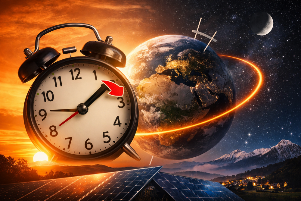 A decorative element: an illustration symbolically presenting the changing time with the Earth's motion around the Sun